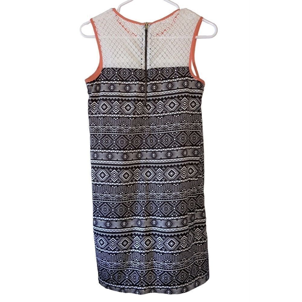 Xhilaration Geometric Tribal Print Lace Yoke Shift Dress Boho Southwestern Small - Picture 3 of 7